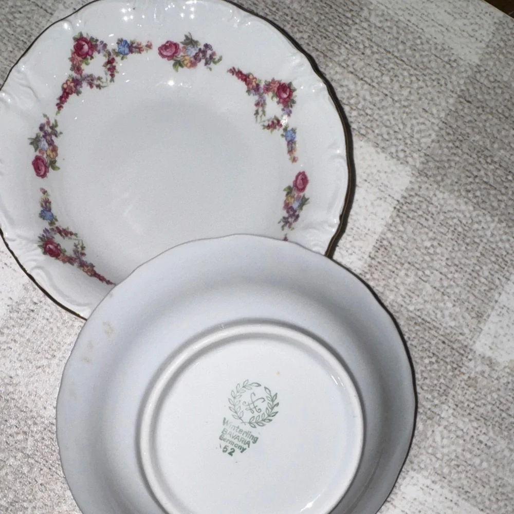 TWO Vintage BAVARIA Germany Winterling Porcelain Saucer Plates w Floral Design - Picture 2 of 3